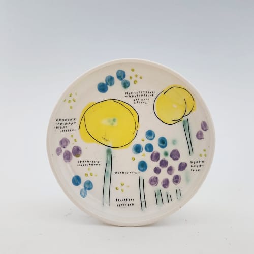 poppy + meadow side plate | Ceramic Plates by Whitney Smith. Item composed of ceramic in boho or mid century modern style