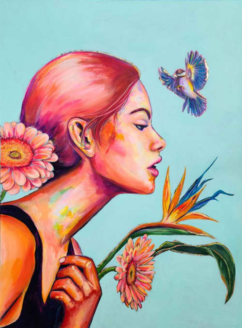 Phia “The Seeker of Wisdom” | Oil And Acrylic Painting in Paintings by Maya Corona. Item made of canvas & synthetic