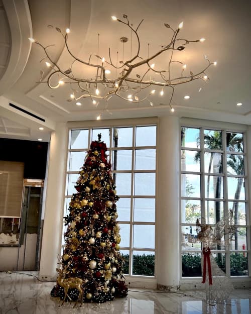 newGROWTH chandelier | Chandeliers by CP Lighting | Contessa Condominium in Naples. Item made of aluminum works with contemporary & eclectic & maximalism style