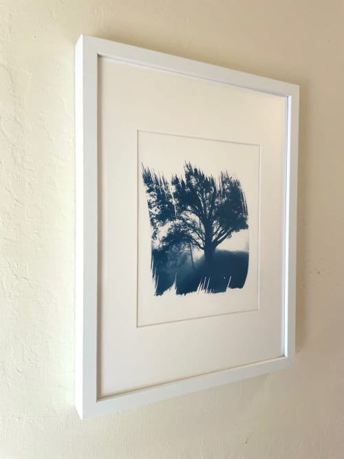 The Road Ahead (FRAMED. Hand-Stained Cyanotype Photograph) | Photography by Christine So. Item composed of wood and paper in country & farmhouse or rustic style