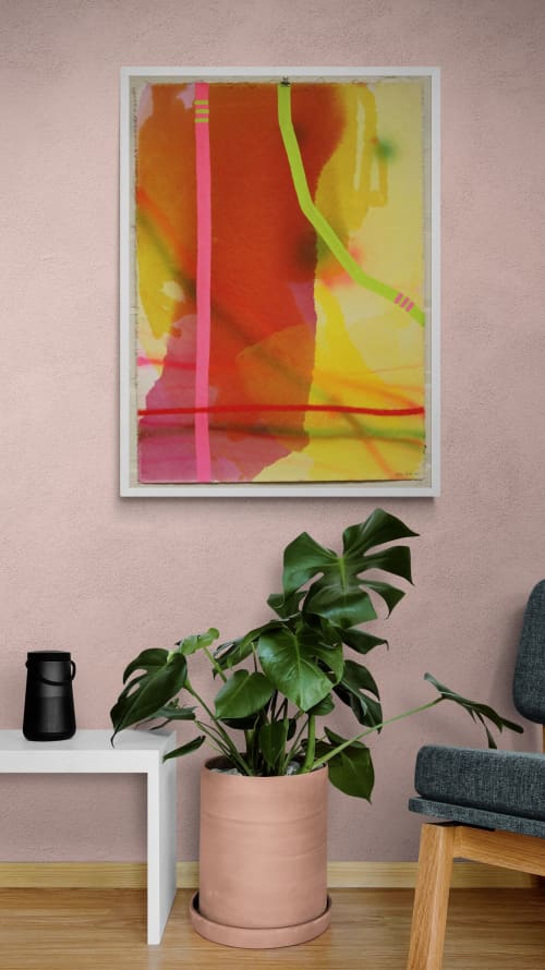 Crooked Green Line | Oil And Acrylic Painting in Paintings by Mel Rea7. Item composed of canvas and synthetic