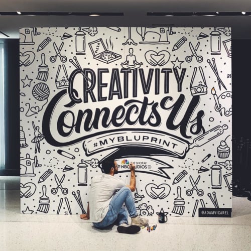 Creativity Connects Us | Murals by Vicarel Studios | Adam Vicarel | The Shop at NBC Studios in New York. Item composed of synthetic