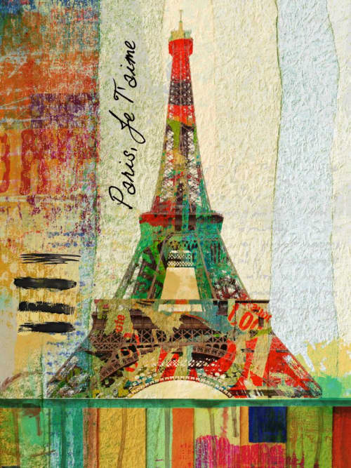 Paris, Je T'aime | Oil And Acrylic Painting in Paintings by Irena Orlov. Item composed of canvas and synthetic