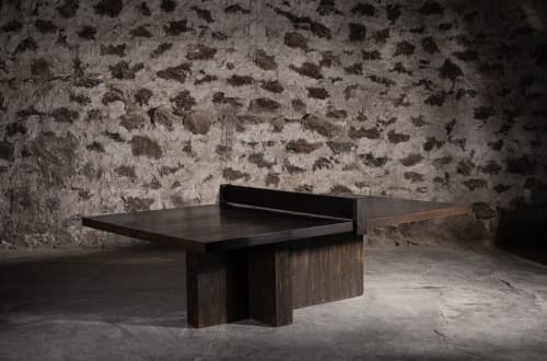 Dark Pine Convertible Ping Pong / Dining Table | Tables by NO AGE FURNITURE STUDIO. Item made of wood works with contemporary style