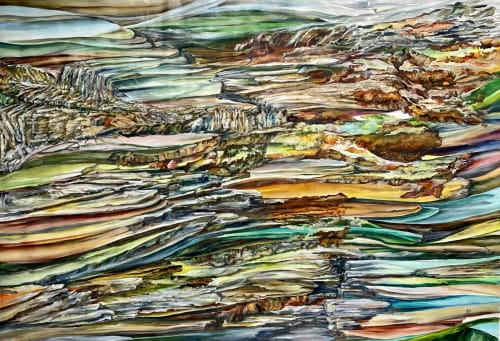 'Cliff Land' | Oil And Acrylic Painting in Paintings by Sangeeta Sagar. Item composed of canvas in contemporary or modern style