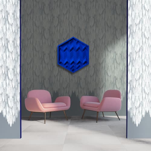 Brutalist Wood Wall Art: Exagon YKB | Wall Sculpture in Wall Hangings by Studio DeSimoneWayland. Item composed of birch wood compatible with eclectic & maximalism and art deco style