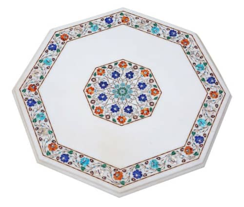 white marble table, coffee table, end table, tabletop | Tables by Innovative Home Decors. Item made of marble works with country & farmhouse & art deco style