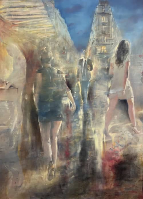 Bookseller's Night Painting | Oil And Acrylic Painting in Paintings by Gregg Chadwick. Item composed of linen compatible with contemporary and modern style