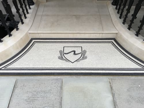 Michael Van Clarke Salon Mosaic Entrance | Public Mosaics by Paul Siggins - The Mosaic Studio | Michael Van Clarke in London. Item made of stone