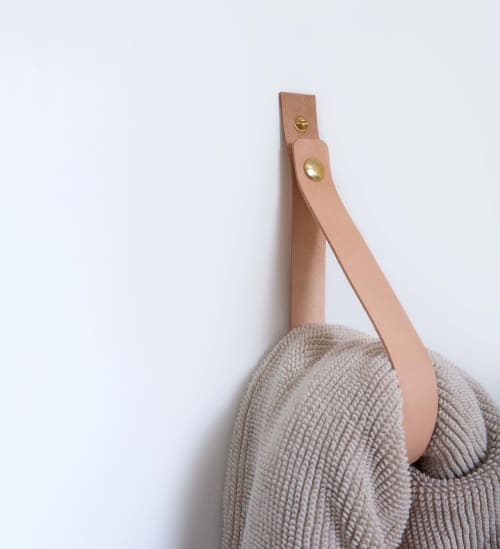 Large Leather Snap Wall Strap [Round End] | Storage by Keyaiira | leather + fiber | Artist Studio in Santa Rosa. Item composed of leather