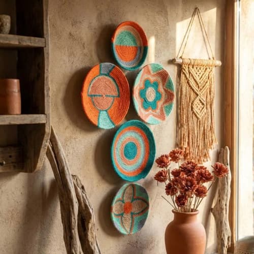Set of 5 Basket Wall Decor, Woven baskets | Decorative Plate in Decorative Objects by Sarmal Design