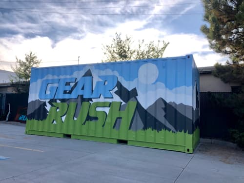 Gear Rush Container | Street Murals by Josh Scheuerman | Gear Rush in South Salt Lake. Item made of synthetic