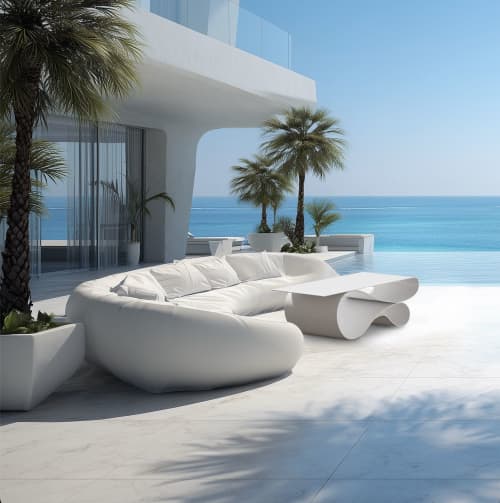 Whorl Coffee Table In White Powder Coated Aluminum | Tables by Neal Aronowitz. Item made of aluminum compatible with minimalism and contemporary style