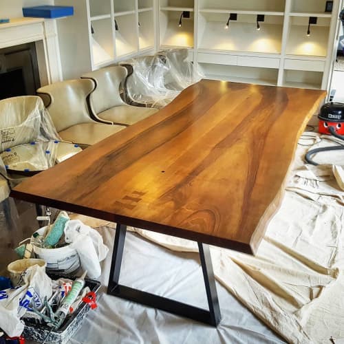 French Walnut Live Edge Library Table | Dining Table in Tables by Handmade in Brighton. Item composed of walnut