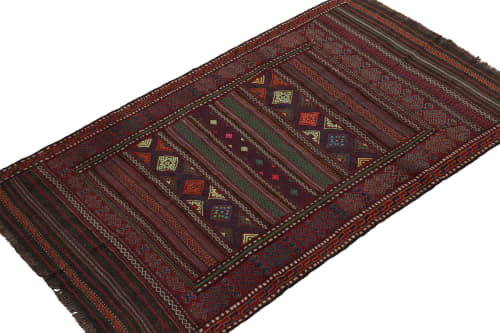 Vintage Baluch Tribal Kilim in Red with Geometric Patterns | Area Rug in Rugs by Rug and Kilim