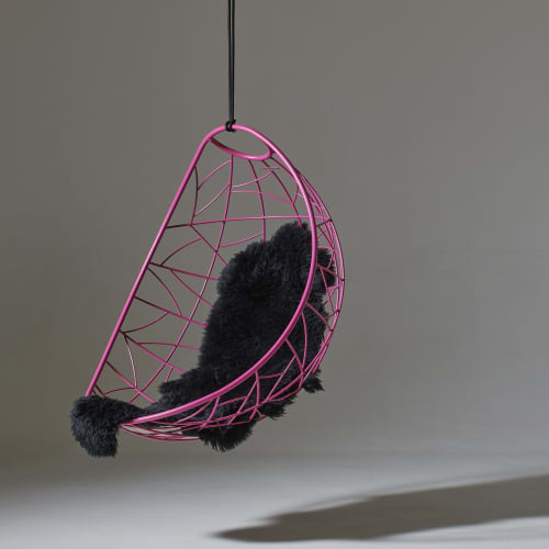 Modern PINK Nest Egg Hanging Swing Chair | Easy Chair in Chairs by Studio Stirling. Item made of steel works with boho & minimalism style