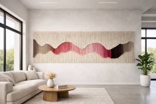 HERMODIKE - Large-Scale Wool Fiber Art Wall Hanging | Tapestry in Wall Hangings by Olivia Fiber Art. Item composed of wood and wool in boho or minimalism style