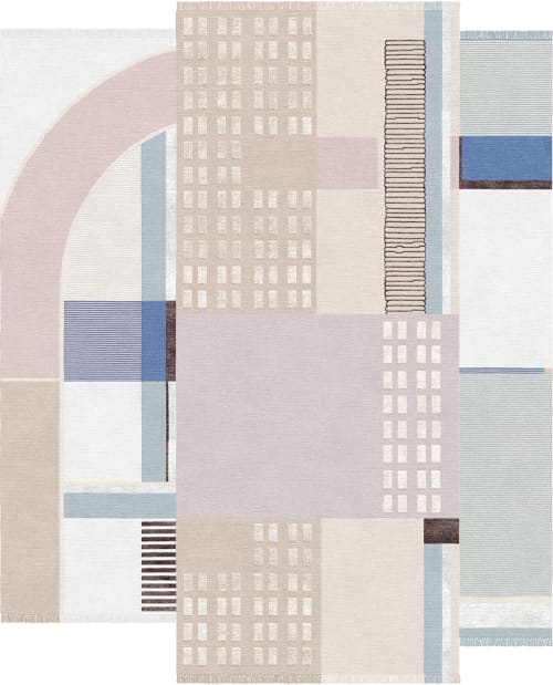 Abstract Rug Composition XVIII wool silk contemporary | Area Rug in Rugs by Atelier Tapis Rouge. Item made of wool works with boho & modern style
