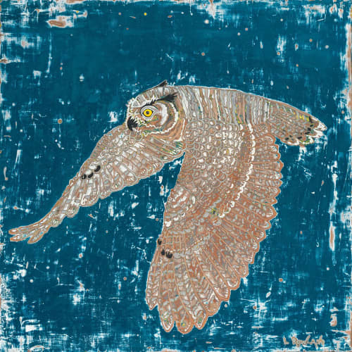 Sky Tiger- sold | Oil And Acrylic Painting in Paintings by L Rowland Contemporary Art. Item made of wood with synthetic