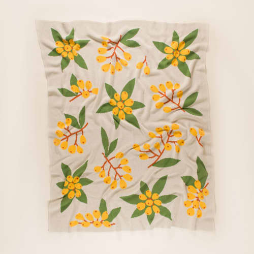 Loquat Throw Blanket | Linens & Bedding by Superstitchous. Item made of fiber works with contemporary & eclectic & maximalism style