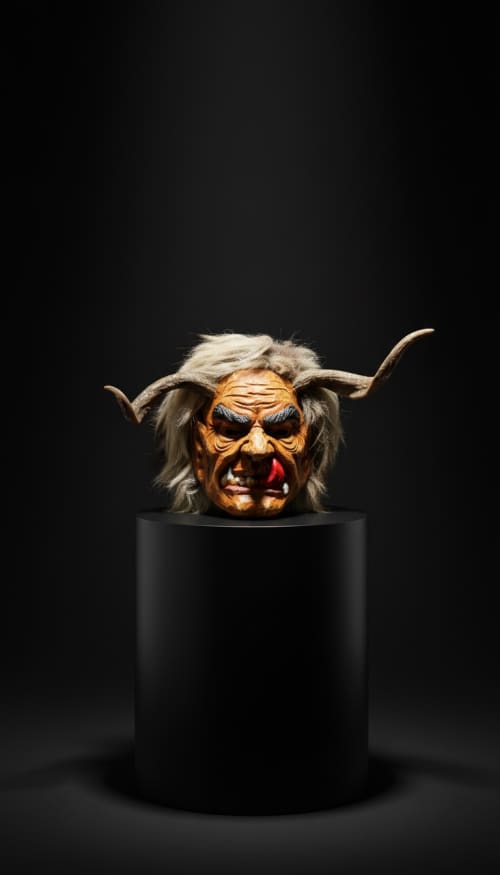 Hand-Carved Mythological Sculpture with Natural Mane | Decorative Objects by Holzkunst Samuel Meisinger. Item made of wood with wool works with art deco style