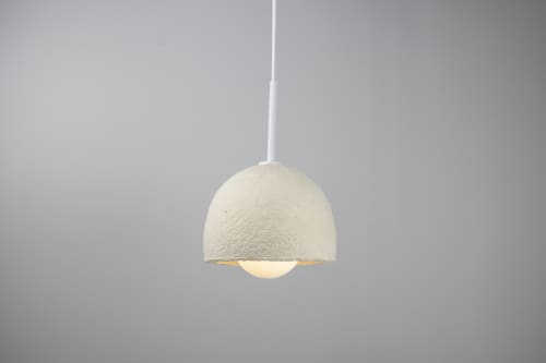 MushLume Cup Light Pendant | Pendants by MushLume Lighting. Item composed of cement