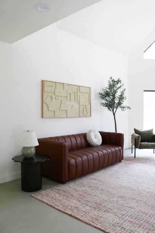 Dimensional Wall Art, Textured Art, Plaster Art | Wall Sculpture in Wall Hangings by Blank Space Studios. Item composed of oak wood and stone in boho or japandi style