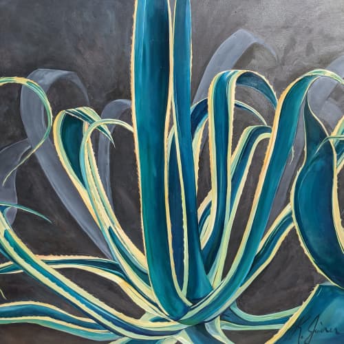 Century Plant / Agave Painting | Oil And Acrylic Painting in Paintings by Kate Joiner | Carte Blanche Bistro & Bar in Oceanside. Item composed of canvas and synthetic