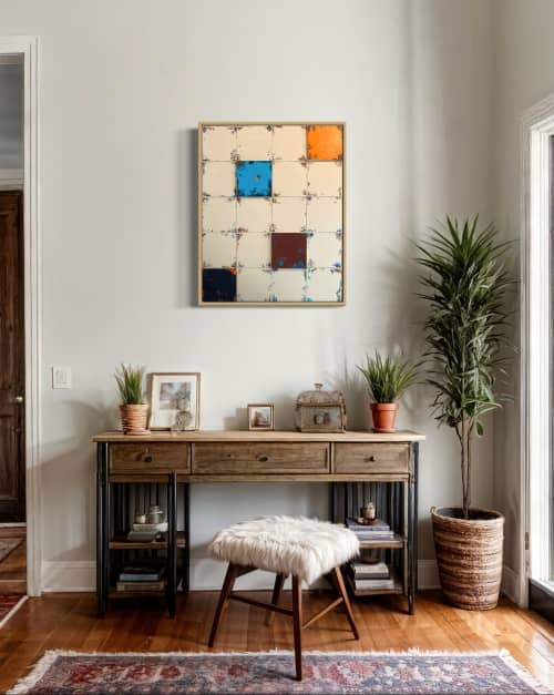 Whimsy - 24 x 30 Panel Installation, Framed | Mixed Media in Paintings by JD Logan Fine Art. Item made of birch wood works with minimalism & contemporary style