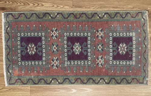 Hand-woven Turkish Rug Dooormat| 1.7 x 2.11 | Small Rug in Rugs by Wool and Rug. Item made of wool compatible with boho and contemporary style