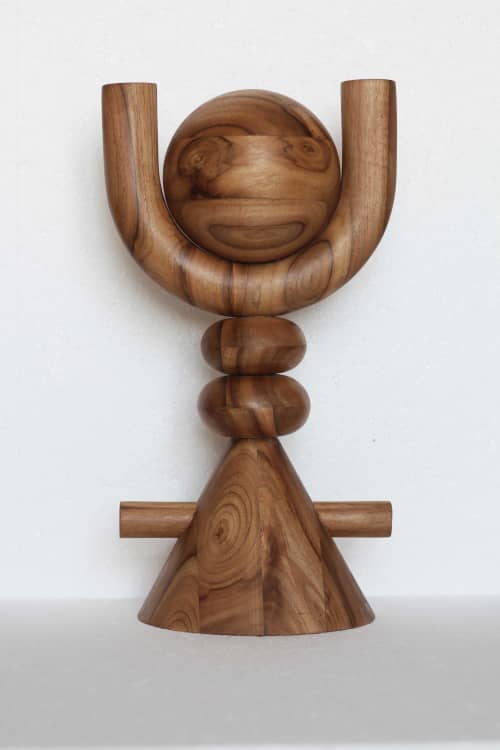 FIRE Wooden Totem | Sculptures by Creating Comfort Lab. Item made of wood works with contemporary & japandi style