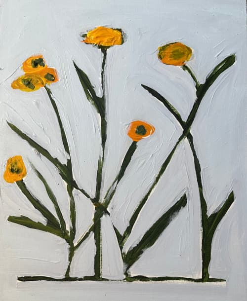 Sunflower Field II | Oil And Acrylic Painting in Paintings by Erin Donahue Tice Fine Art. Item composed of canvas and synthetic