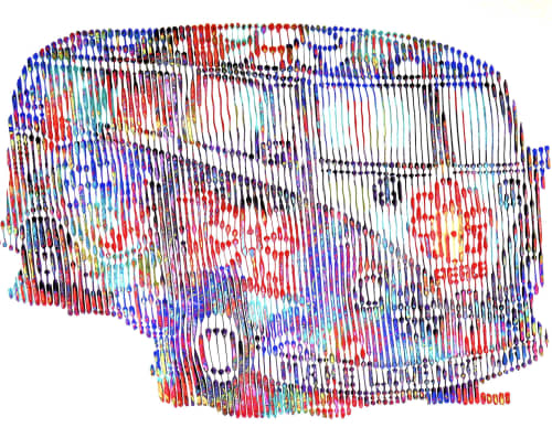 the peace and love combi | Oil And Acrylic Painting in Paintings by Virginie SCHROEDER. Item composed of canvas and paper