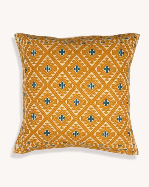 Zuma Handwoven Cushion Cover (YELLOW) | Pillows by Routes Interiors. Item made of cotton compatible with boho and eclectic & maximalism style