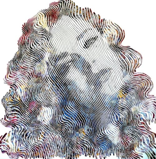 painting sculpture 3D op art kinetic wall decor | Oil And Acrylic Painting in Paintings by Virginie SCHROEDER. Item made of canvas with paper