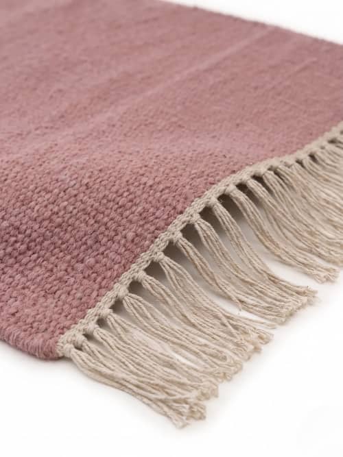 Handwoven Woolen Runner Rug | Rugs by Evergreen Carpets. Item composed of wool in boho or minimalism style