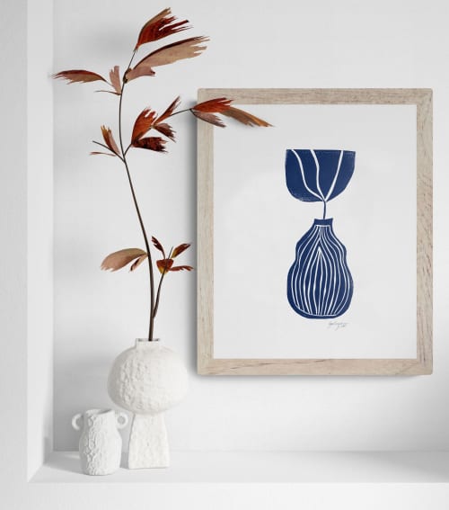 Venice, Linocut print, Ink on paper | Prints by Llinella. Item composed of paper in minimalism or mid century modern style