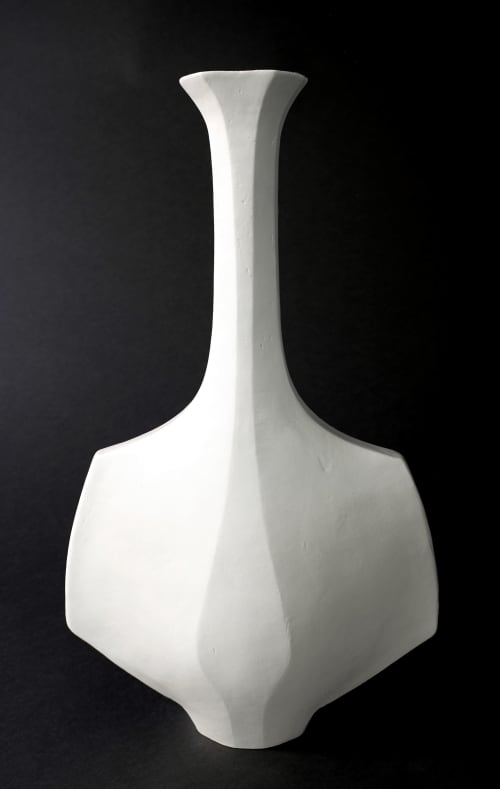 HANÈ in White - Small Ceramic Vessel | Vase in Vases & Vessels by Beverly Morrison - Sculptor. Item made of stoneware works with minimalism & mid century modern style