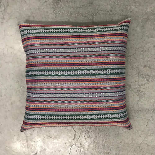 Handmade Vibrant Striped Pillow | Pillows by Parallel. Item composed of cotton