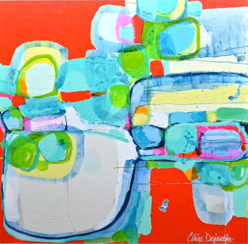 Right Away | Oil And Acrylic Painting in Paintings by Claire Desjardins. Item composed of canvas & synthetic