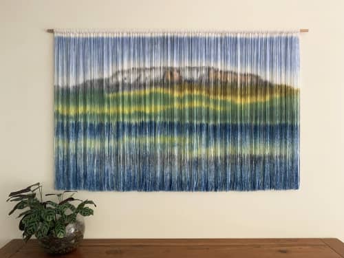 KATAHDIN Mountain Art, Hand dyed Textile Wall Hanging | Tapestry in Wall Hangings by Wallflowers Hanging Art. Item composed of wool & fiber compatible with boho and contemporary style