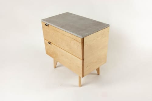 Marissa Blond | Nightstand in Storage by Curly Woods. Item composed of oak wood & concrete compatible with contemporary and modern style