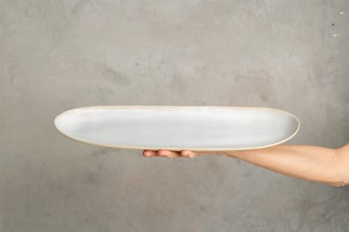 Extra Long Oval Shaped Serving Platter | Serveware by ShellyClayspot. Item composed of ceramic in country & farmhouse or modern style