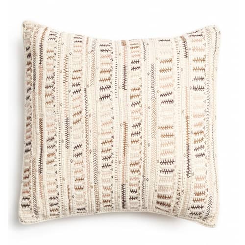Dahli Brown Hand Embroidered Pillow | Pillows by Studio Variously. Item made of cotton