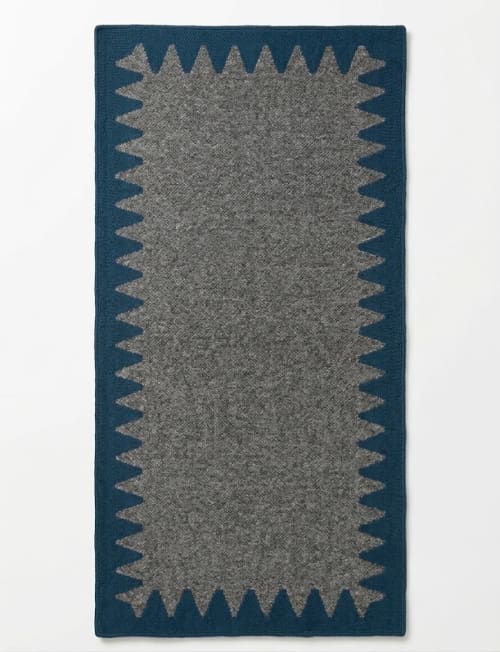 Handwoven Woolen Gray Runner Rug | Rugs by Evergreen Carpets. Item composed of wool compatible with boho and minimalism style