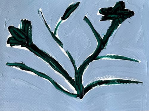 Blue Botanical II | Oil And Acrylic Painting in Paintings by Erin Donahue Tice Fine Art. Item composed of paper & synthetic