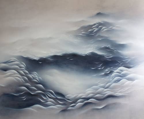 By the crash of a wave | Oil And Acrylic Painting in Paintings by Francesca Borgo. Item made of canvas works with minimalism & contemporary style