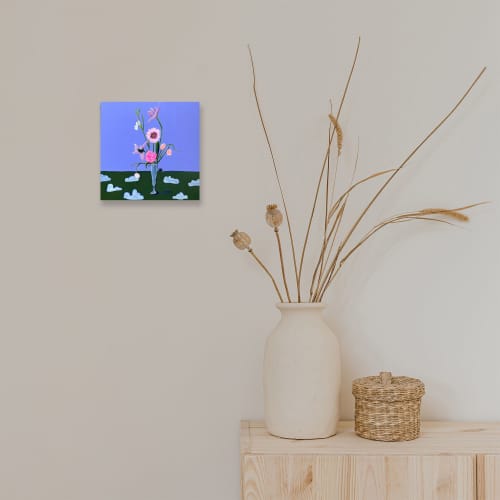 Picnic Flowers | Mixed Media in Paintings by Nicole Simms. Item made of wood works with contemporary & eclectic & maximalism style