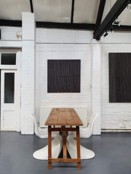 Their Bravery Knew No End III | Tapestry in Wall Hangings by Saskia Saunders | The Old Fire Station Gallery in Henley-on-Thames. Item made of linen with fiber works with minimalism & contemporary style