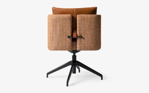 Papillonne Black Swivel Office Chair | Chairs by LAGU. Item made of fabric with brass